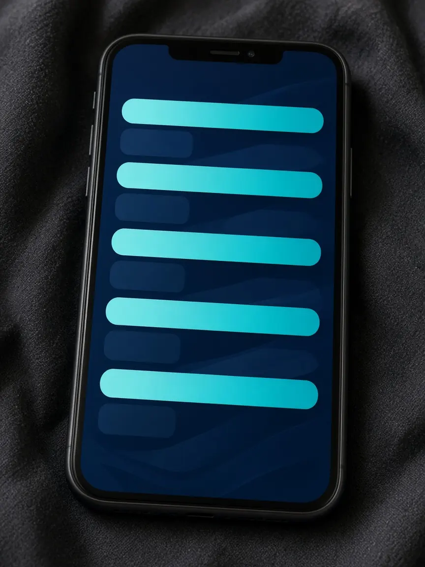 Handy im Hochformat mit einer abstrakten Liste